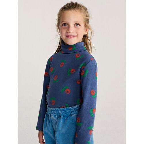 Bobo Choses Stamp Bloom All Over Turtle Neck T-Shirt | Navy Blue