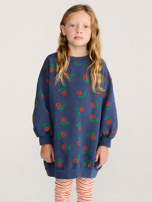 Bobo Choses Stamp Bloom All Over Sweatshirt Dress | Navy Blue