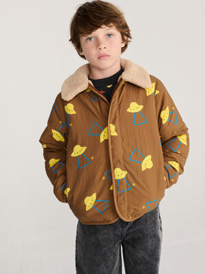 Bobo Choses Pixel Abduction All Over Reversible Jacket | Brown