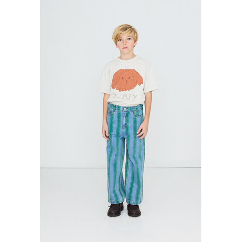 Tinycottons Blauwe jeans met groene streep