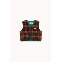 Red Check Sherpa Vest