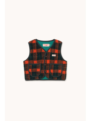 Tinycottons Red Check Sherpa Vest