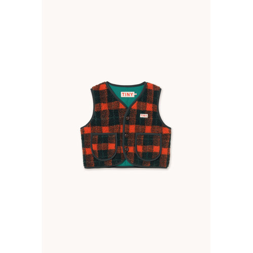 Tinycottons Mouwles vest in rode ruit