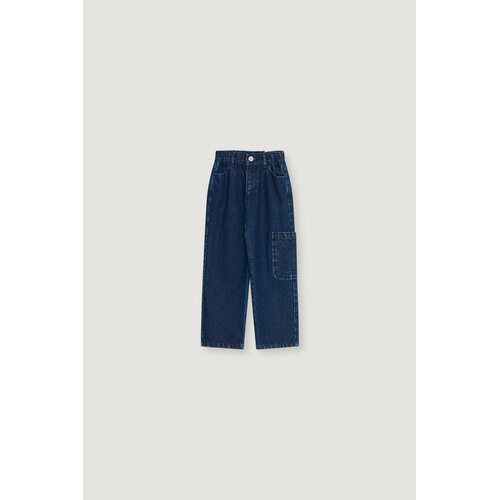the new society Donkerblauwe denim broek met zakken
