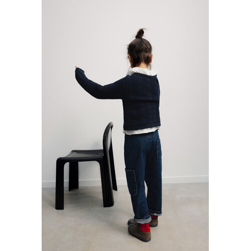 the new society Donkerblauwe denim broek met zakken