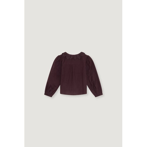 the new society Blouse in donkerrood met kanten details