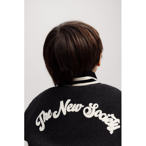 the new society Wollen bomber jack in donker grijs the new society Wollen bomber jack in donker grijs
