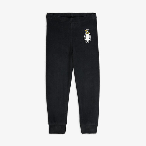Mini Rodini Zwarte fleece broek met pinguïn Mini Rodini Zwarte fleece broek met pinguïn