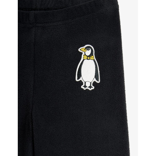 Mini Rodini Zwarte fleece broek met pinguïn Mini Rodini Zwarte fleece broek met pinguïn