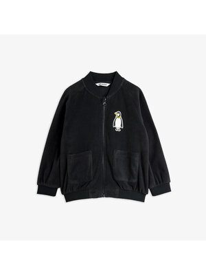 Mini Rodini Penguin patch microfleece jacket | Black Mini Rodini Penguin patch microfleece jacket | Black