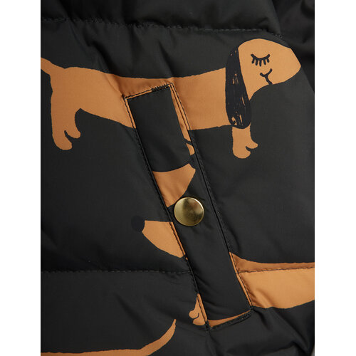 Mini Rodini Bruine puffer met teckel print