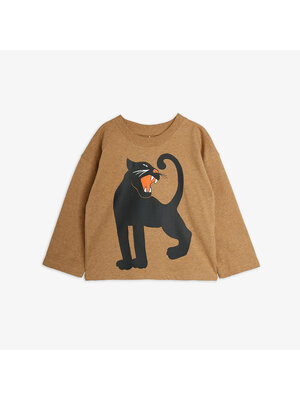 Mini Rodini Panther sp melange ls tee | Brown Mini Rodini Panther sp melange ls tee | Brown