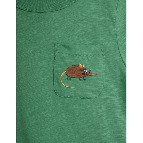 Mini Rodini Groen t-shirt met een muis Mini Rodini Groen t-shirt met een muis