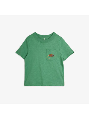Mini Rodini Elephant shrew emb ss tee | Green Mini Rodini Elephant shrew emb ss tee | Green