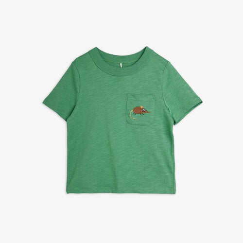 Mini Rodini Groen t-shirt met een muis Mini Rodini Groen t-shirt met een muis