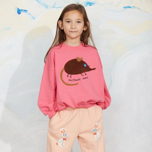 Mini Rodini Elephant shrew chenille sweatshirt | Pink Mini Rodini Elephant shrew chenille sweatshirt | Pink