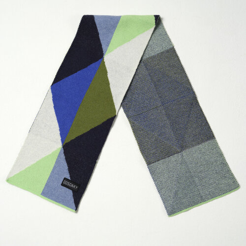 GOSOAKY Gebreide blauw groene sjaal
