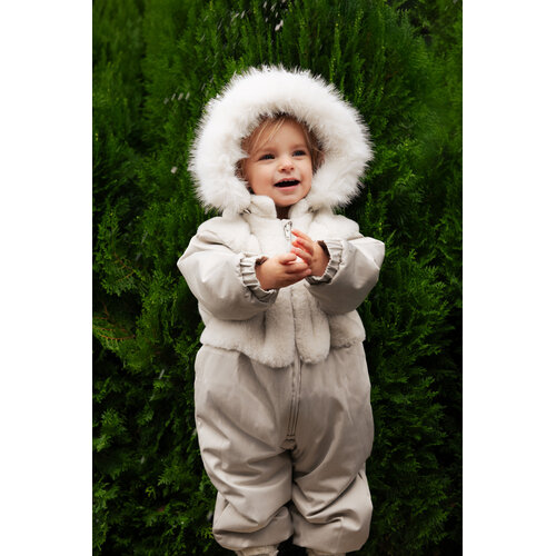 Donsje Grijs baby pak met imitatie bont Donsje Grijs baby pak met imitatie bont