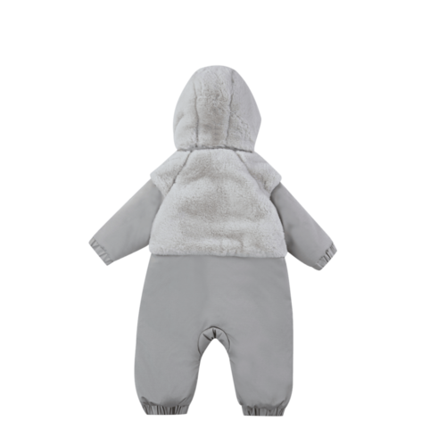 Donsje Grijs baby pak met imitatie bont Donsje Grijs baby pak met imitatie bont