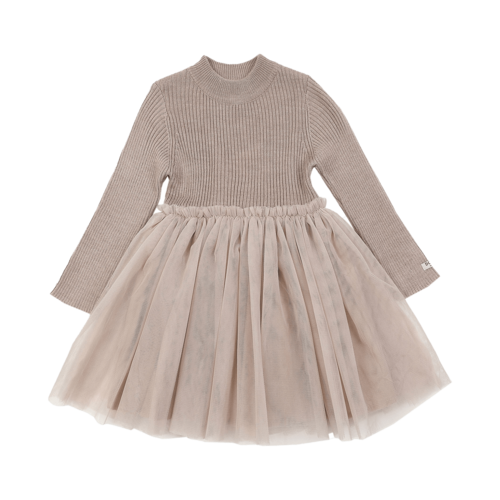 Donsje Jurk met tulle rok in een grijs roze kleur Donsje Jurk met tulle rok in een grijs roze kleur