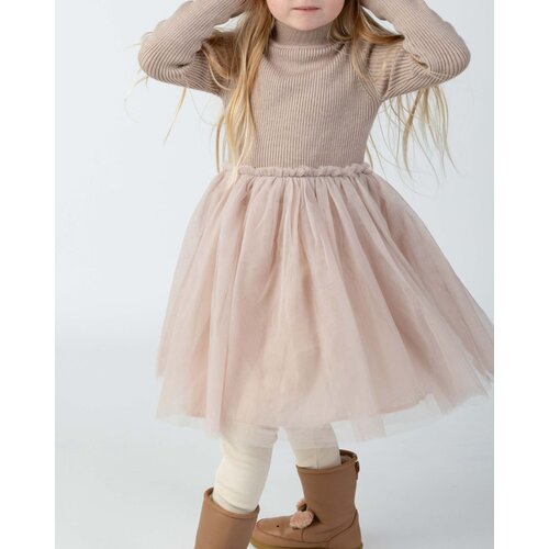 Donsje Jurk met tulle rok in een grijs roze kleur Donsje Jurk met tulle rok in een grijs roze kleur
