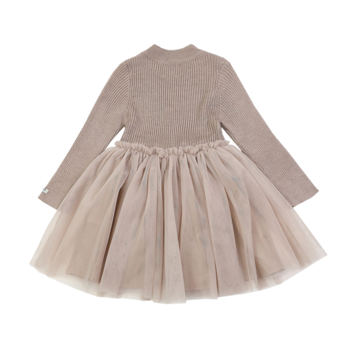 Donsje Jurk met tulle rok in een grijs roze kleur Donsje Jurk met tulle rok in een grijs roze kleur
