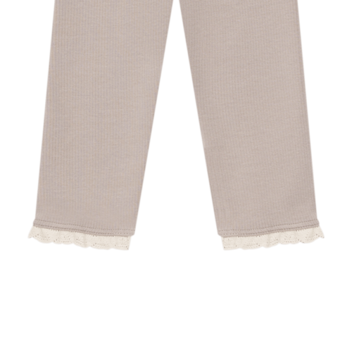 Donsje Legging met kanten randje in grijze kleur Donsje Legging met kanten randje in grijze kleur
