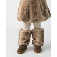 Widya Leg Warmers | Soft Taupe Striped Teddy