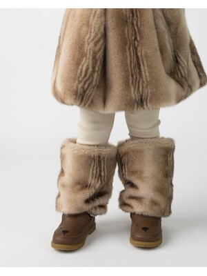 Donsje Widya Leg Warmers | Soft Taupe Striped Teddy Donsje Widya Leg Warmers | Soft Taupe Striped Teddy