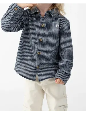 Donsje Chee Shirt | Navy Blue - White Striped Donsje Chee Shirt | Navy Blue - White Striped