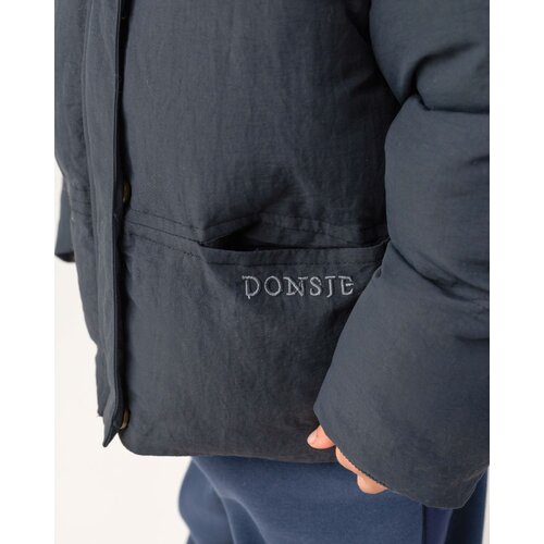 Donsje Bomber jas met capuchon in donker blauw Donsje Bomber jas met capuchon in donker blauw