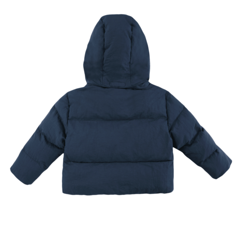 Donsje Bomber jas met capuchon in donker blauw Donsje Bomber jas met capuchon in donker blauw