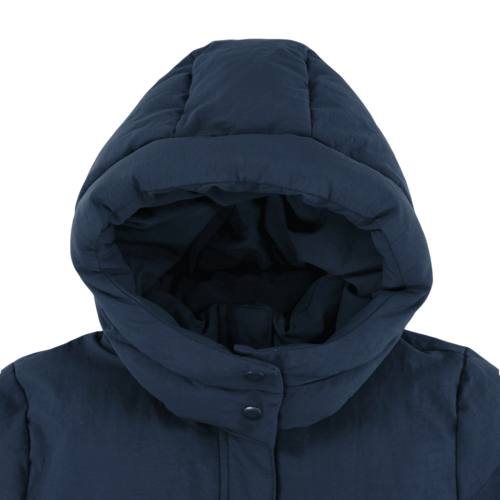 Donsje Bomber jas met capuchon in donker blauw Donsje Bomber jas met capuchon in donker blauw