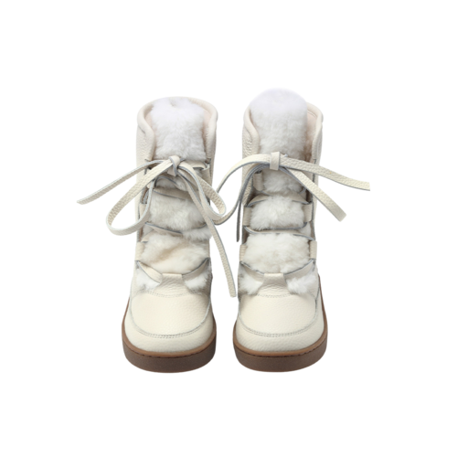Donsje Gevoerde laarsjes in off white leer