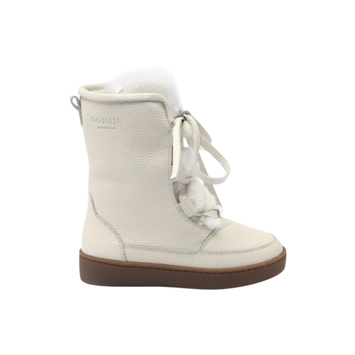 Donsje Gevoerde laarsjes in off white leer