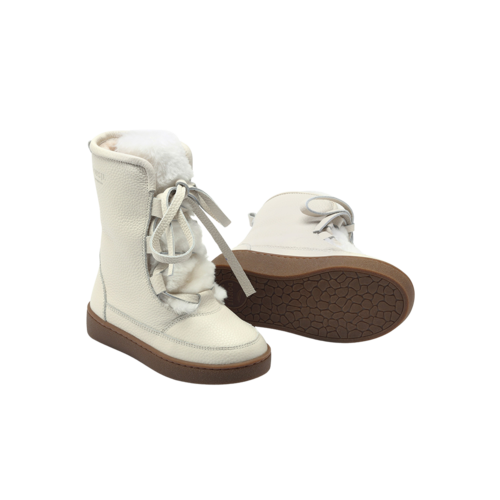 Donsje Gevoerde laarsjes in off white leer