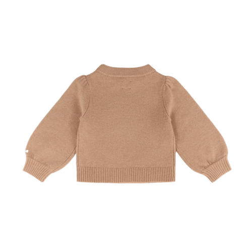 Donsje Merino wollen trui met een zwaan in licht bruin Donsje Merino wollen trui met een zwaan in licht bruin