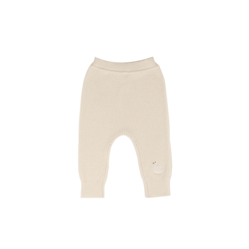 Donsje Gebreide legging in zacht roze kleur met zwaan Donsje Gebreide legging in zacht roze kleur met zwaan