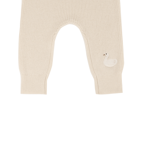 Donsje Gebreide legging in zacht roze kleur met zwaan Donsje Gebreide legging in zacht roze kleur met zwaan