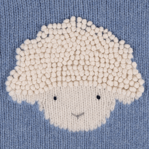 Donsje Merino wollen trui met een lammetje in licht blauw
