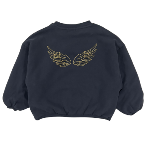 JENEST Donkere sweater met vleugel detail