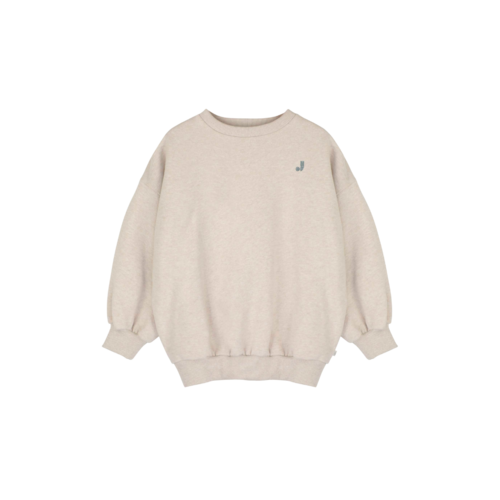 JENEST Beige dames sweater met glitter opdruk JENEST Beige dames sweater met glitter opdruk