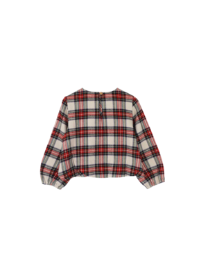 JENEST Sofie Blouse | Ivory Off Black Red Check JENEST Sofie Blouse | Ivory Off Black Red Check