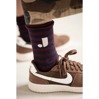 J Stripe Socks | Navy Blue Cherry Bordeaux