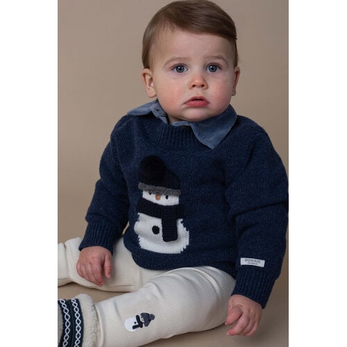 Donsje Denn Merino Wool Sweater | Snowman | Blue Marine Melange Donsje Denn Merino Wool Sweater | Snowman | Blue Marine Melange