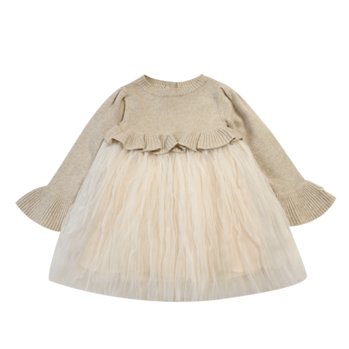 Donsje Beige jurk met tulle Donsje Beige jurk met tulle