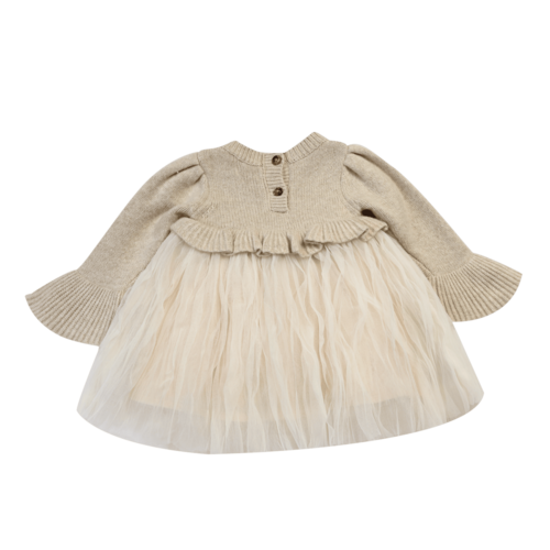 Donsje Beige jurk met tulle Donsje Beige jurk met tulle