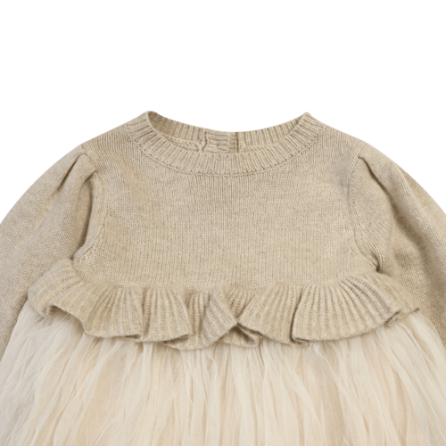 Donsje Beige jurk met tulle Donsje Beige jurk met tulle
