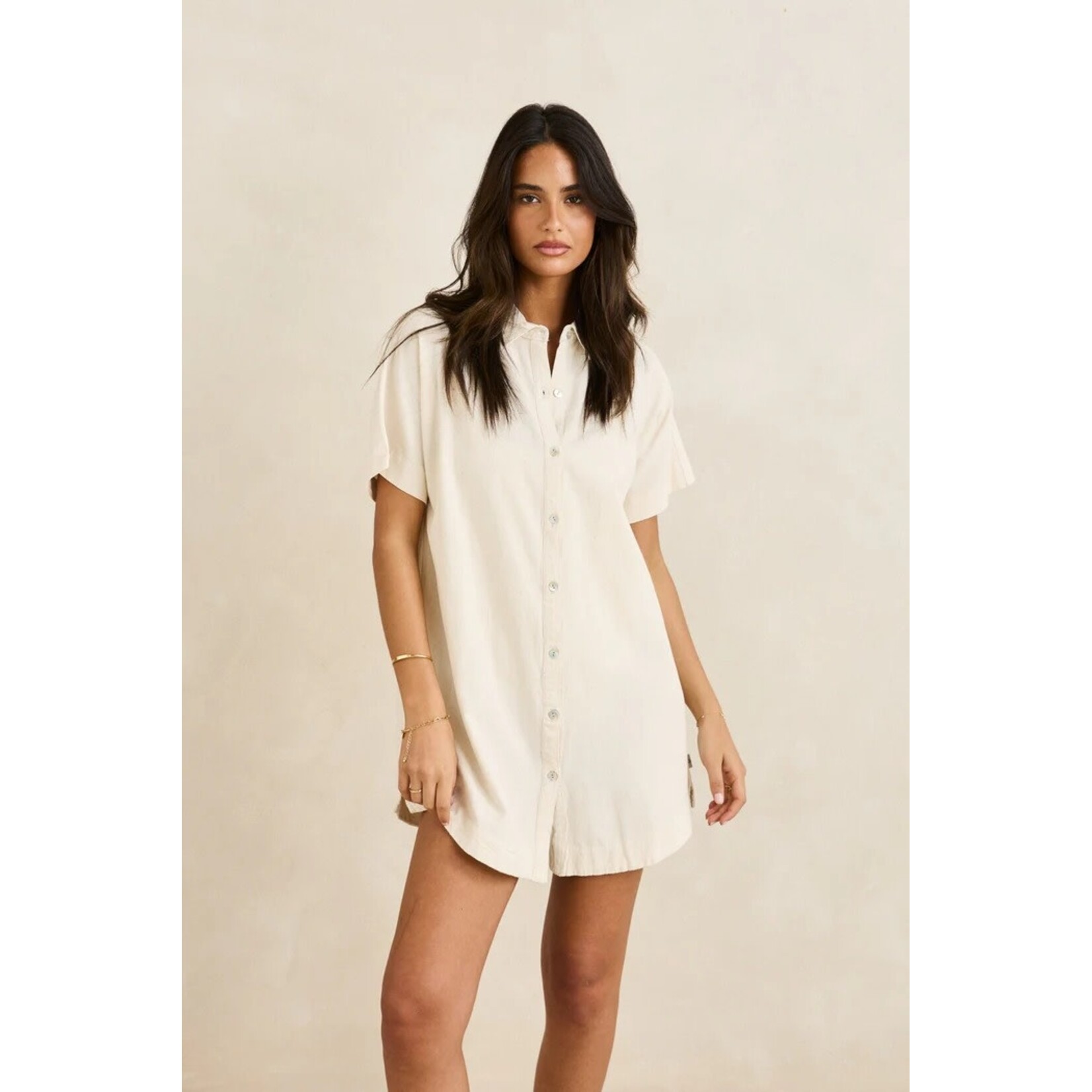 rhytm Rhytm kleed classic shirt dress oat