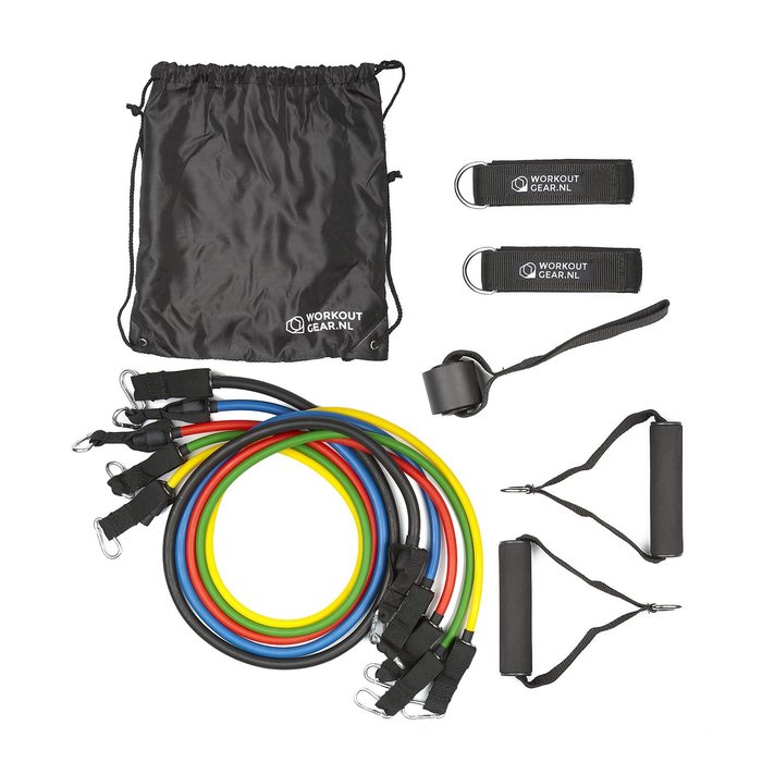 Workout Gear Tube Set - Fitness Elastiek - Weerstandsbanden - Met Handvatten